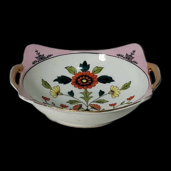 Vintage Noritake Bowl Dish Pink Luster Square MCM Springtime Florals - Picture 2 of 6